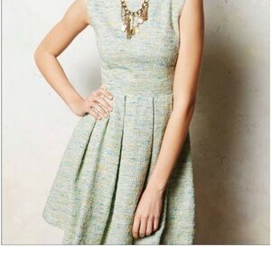 Paper Crown Green Pleated A-Line Mini Dress